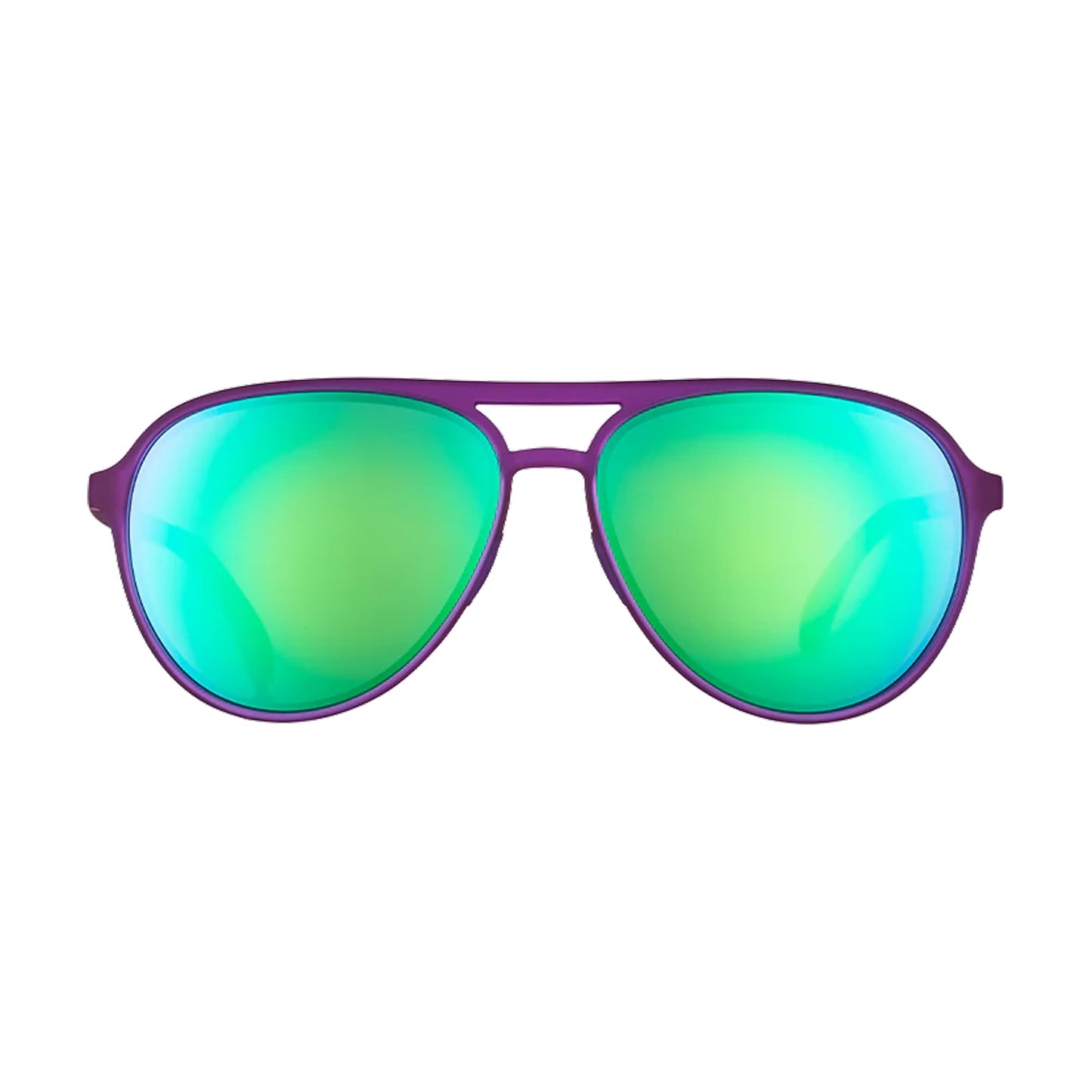goodr It's Octopuses, Not Octopi Polarized Aviator Sunglasses, Large Sized (Mach G), Puple Frame with Green Mirrored Reflective Lenses, UV400 Protection, No Slip, No Bounce