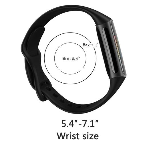 Replacement Bands Compatible with Fitbit Charge 5/6, Silicone Fitness Sport Wristbands for Women/Men, Large, Black