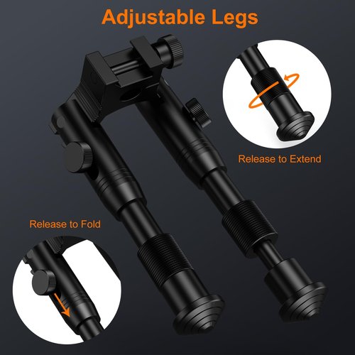 Twod Tactical Rifle Bipod Adjustable 6.3- 6.9 inch with Swivel Stud Mount