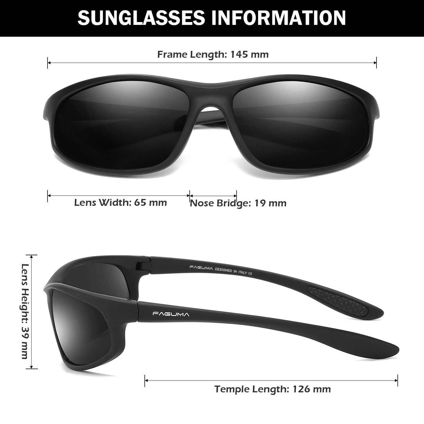 FAGUMA Polarized Sports Sunglasses For Men Cycling Driving Fishing UV400 Protection