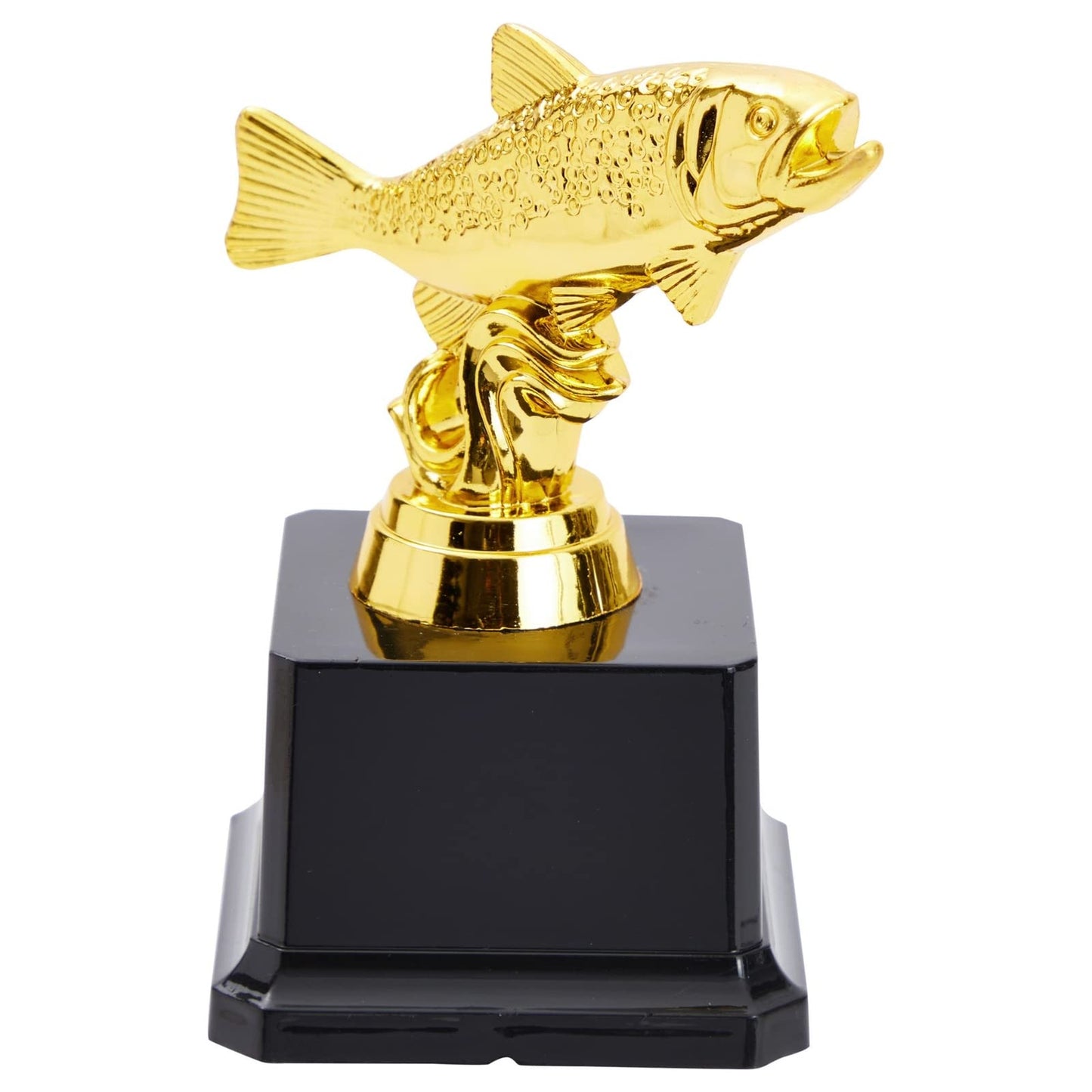 Juvale Small Golden Fishing Trophy Award for Ceremonies, Tournaments, Competitions, and Fish Derbies, Biggest Fish Trophy for Kids and Adults, Customizable Base for Personalized Engraving, 3x5 in