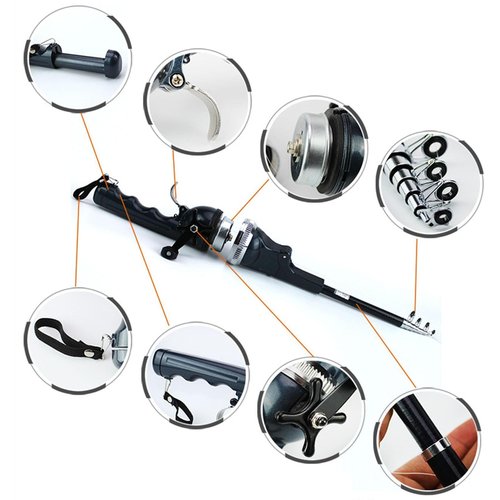 ccsxqy Portable Pocket Fishing Rod & Pole - Collapsible Telescopic Design, Ultra-Compact Foldable Fishing Gear for Travel/Hiking/Backpacking