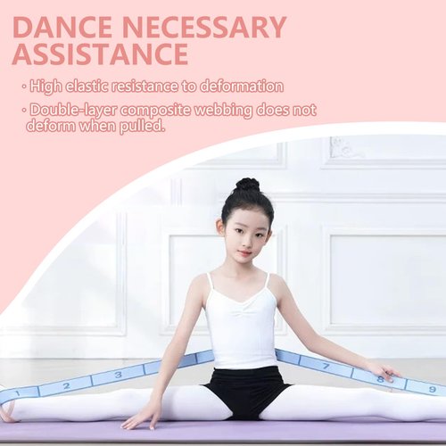 Qiyuda 2 Pcs Stretch Strap for Kids, Elastic Gymnastics Stretching Ballet Dance Band Resistance Strap with 8 Loops (Pink Blue)