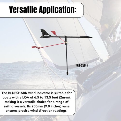 Blue Shark: 9.8 Inch Sailing Boat Wind Indicator FXB-250-H | New Improved Design | For Boats LOA 6.5-13.5 FT