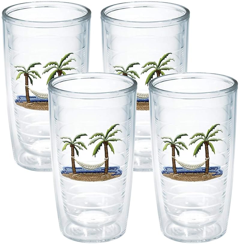 Unlidded 16oz Tervis Palm Tree & Hammock Scene Double-Walled Insulated Tumbler 4pk