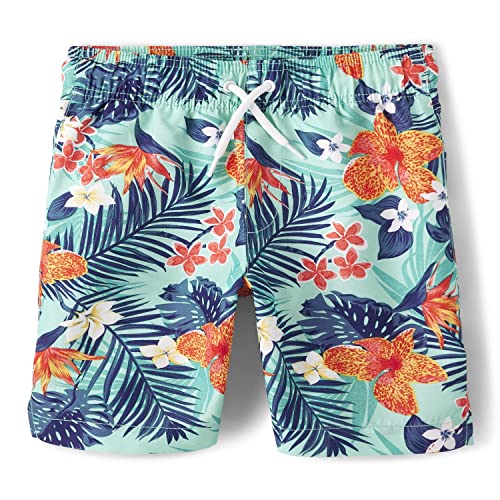 Children's Place Boys Swim Trunks Large Tropical Floral