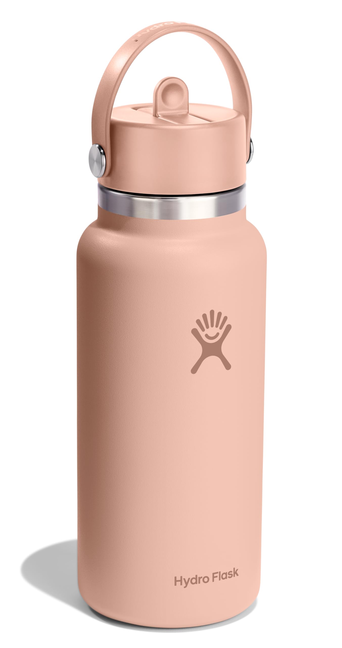 Hydro Flask Water Bottle - Insulated Stainless Steel - Wide Mouth Flex Straw Lid, Non Spill, Leakproof and Refillable in 32 Oz Seacliff