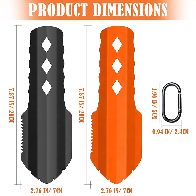 3-in-1 Ultralight Backpacking Trowel Set - Aluminum Shovel & Potty Tool, Ergonomic Handle, Orange/Black (Variation: OrangeBlack+size2)