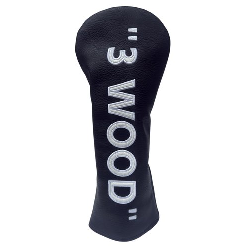 Golf Club Headcover 3 Wood Headcover Black n White Premium PU Leather Driver #3 Fairway Wood Hybrid Wood Head Cover Fits for All Brand (for 3 Wood)