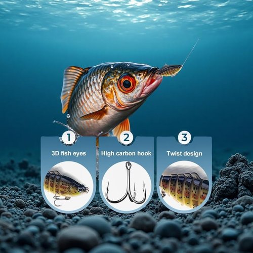 Robotic Fishing Lure Multi-Jointed Swimming Fishing Lure, 3D Lifelike Bass Bait with Treble Hooks, 5 Colors for Fresh & Saltwater