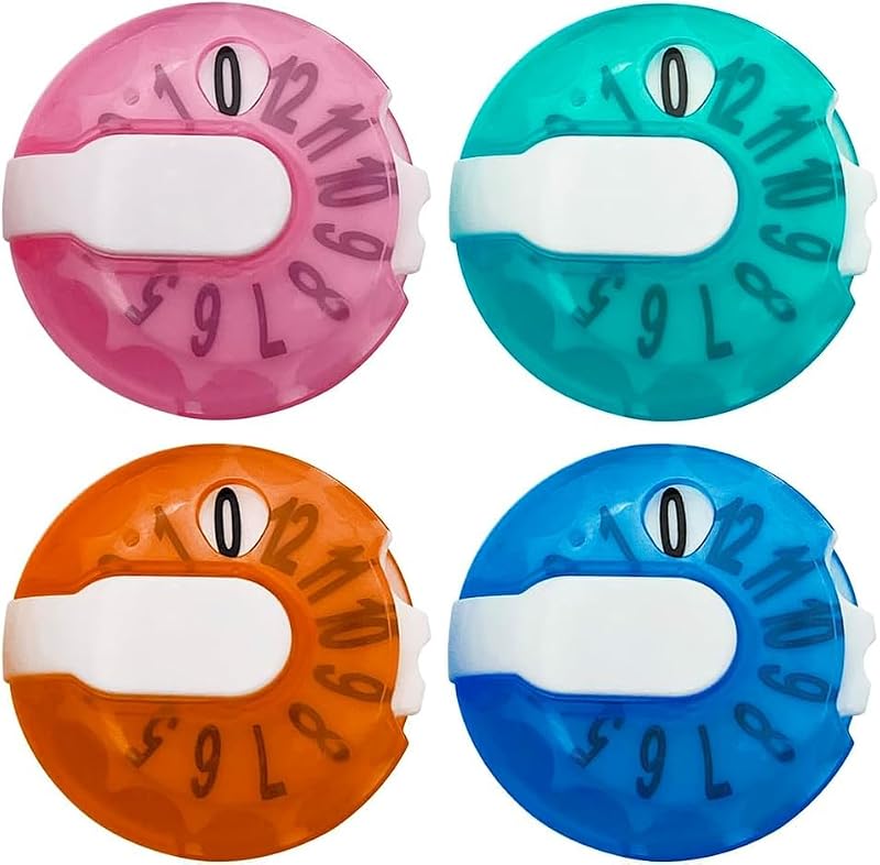 Golf Score Counter 4-Pack – Mechanical Clip-On Stroke Counter w/ One-Press Reset, No Battery