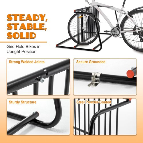 ZHZXWKK 10 - Bike Floor Bike Rack,Metal Double - Sided Grid Bicycle Floor Storage Solution, Sleek Freestanding Bike Organizer for Garages, Streets, Storefronts & Schools