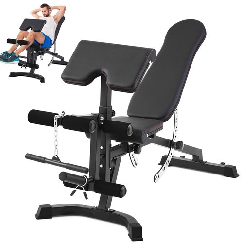 RUNFREELY Adjustable Weight Bench with Leg Extension and Leg Curl, 800LBS Utility Workout Bench with Preacher Curl for Weight Lifting, Incline-flat-decline Full Body Bench for Home Gym