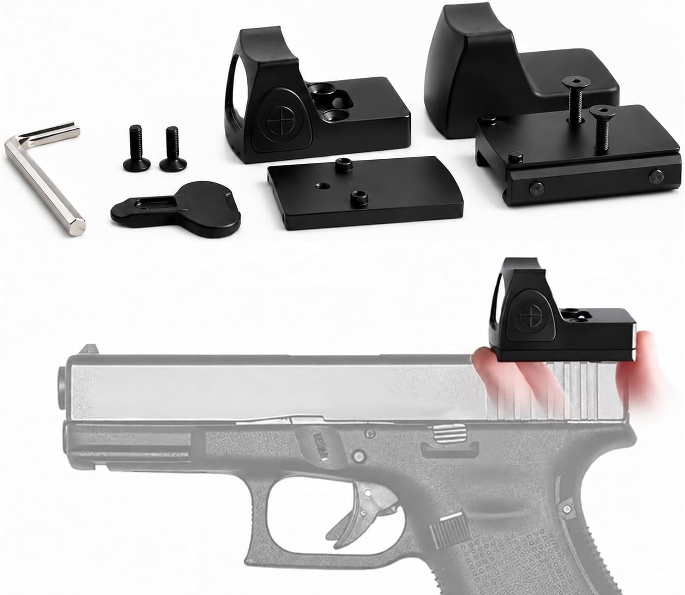 Gotical RMR 3MOA Red Dot Sight Scope Adjustable Brightness for Glock with 20mm Picatinny Mount and MOS Plate for Pistol Handgun
