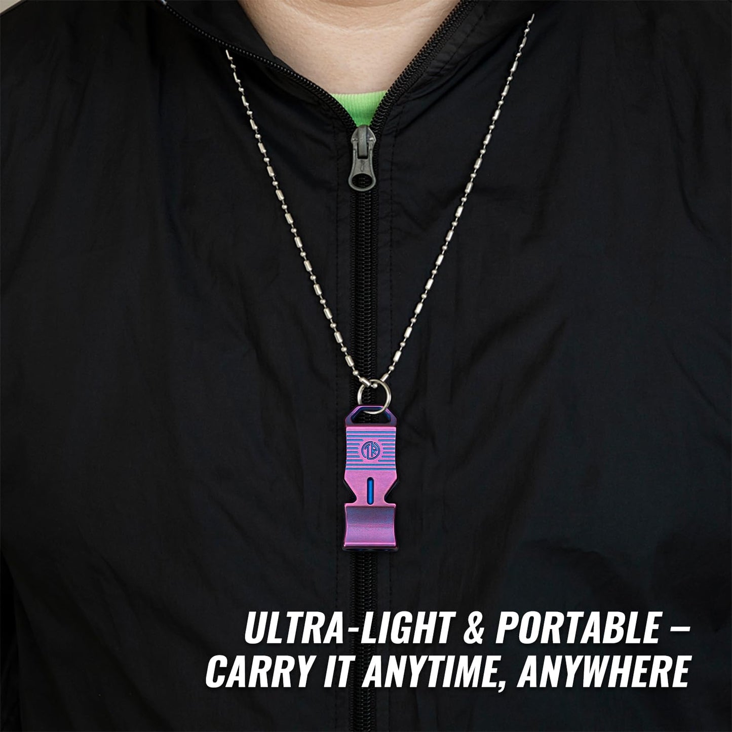 TACRAY Titanium Emergency Survival Whistle – Square Dual-Tube Design, Ultra-Loud 120+dB, Waterproof & Durable, EDC Safety Whistle for Camping, Hiking, Outdoor & Rescue (Purple)