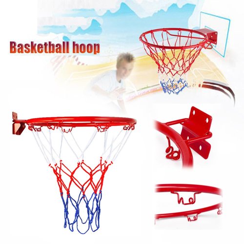 Basketball Rim Replacement, Heavy Duty Breakaway Rim and Net, Universal Professional Solid Steel Backboard Rims Fits In-Ground and Wall-Mounted Basketball Hoops, Indoor/Outdoor