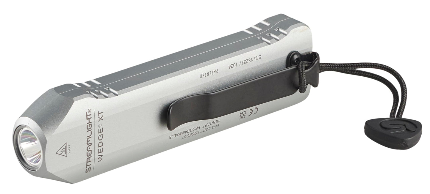 Streamlight 88819 Wedge XT 500-Lumen 1,900-Candela Flat Everyday Carry Flashlight, Includes USB-Cable and Pocket Lanyard, Silver