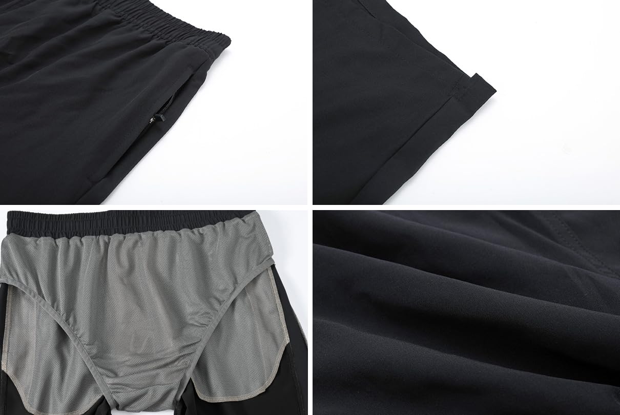 Tyhengta Men's Stretch Swim Trunks Quick Dry Beach Shorts with Zipper Pockets and Mesh Lining Black 32