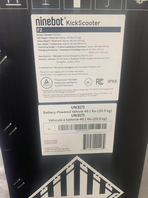 Segway Ninebot F2 Electric KickScooter - 350W Motor, Up to 25 Mi Range and 18 MPH, w/t 10-inch‎ Self-Sealing Tubeless Tires, Dual Braking System and Cruise Control, UL-2272 Certified