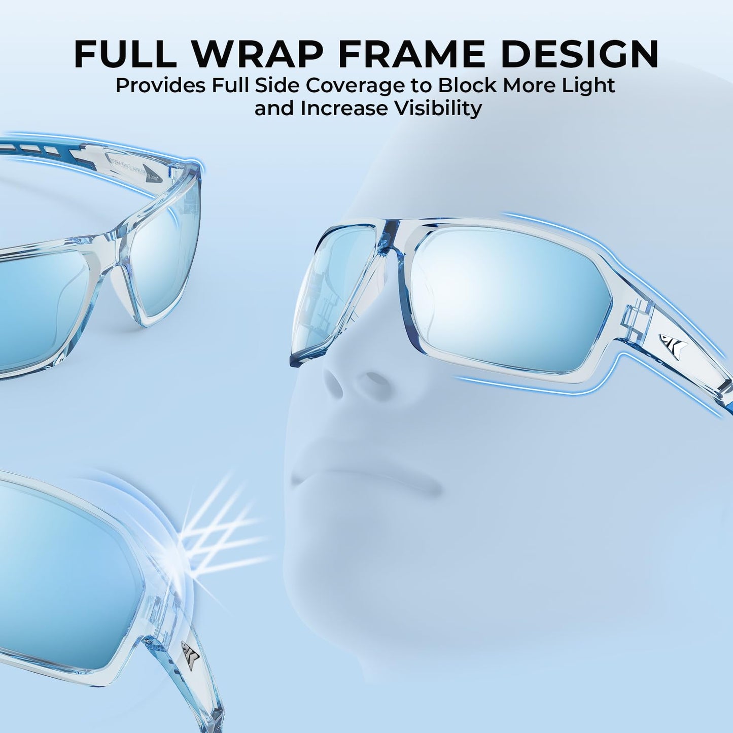 KastKing Chippewa Polarized Sunglasses – UV400 Protection, Full Wrap, 1.0mm TAC Lenses for Fishing, Cycling & Outdoor Sports