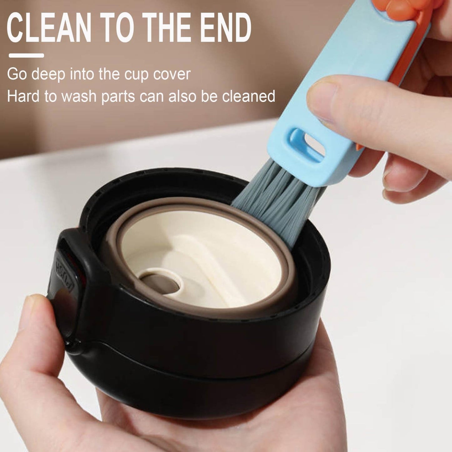 2024 New 3 in 1 Multifunctional Cleaning Brush, Portable Cup Lid Cleaner for Baby Bottles and Tight Spaces