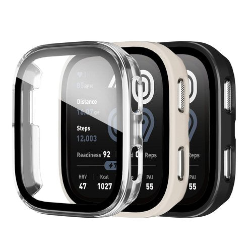 HQzon 3 Pack Case Compatible with Amazfit Bip 6 Smartwatch Case,PC Material with Built in Tempered Glass Screen Protector Compatible with Amazfit Bip 6