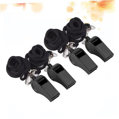 HONMEET 4pcs Plastic Whistles with Lanyard Emergency Survival Referee Whistles for Sports Loud Sound Lightweight for Football Basketball Soccer