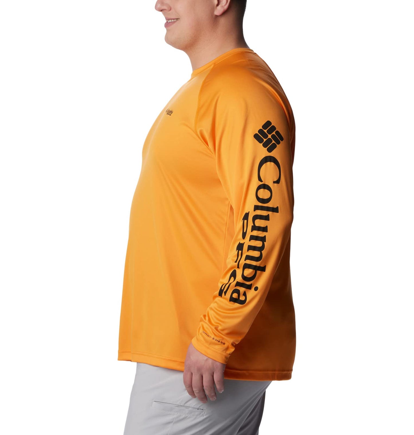 Columbia Men's Terminal Tackle Long Sleeve Fishing Shirt, Orange Blast/Black Logo, Small
