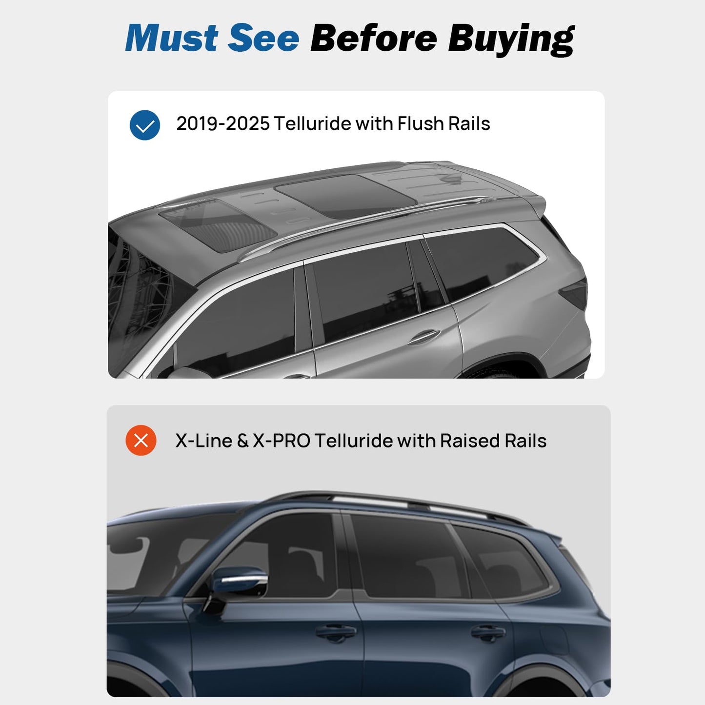 JOYTUTUS Lockable Roof Rack Cross Bars Compatible with Kia Telluride EX S SX SX-Prestige 2019-2026 (NOT FIT X-PRO X-LINE), Heavy Duty Aluminum Anti-Theft Roof Rails Crossbars Luggage Racks