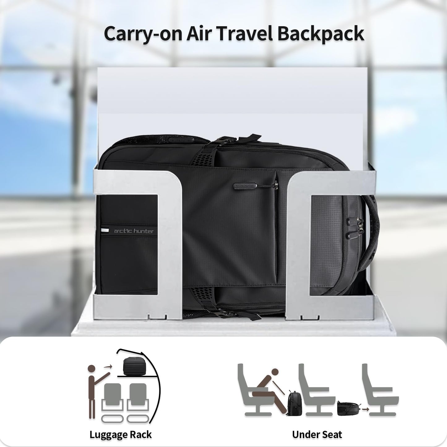 ARCTIC HUNTER AH Business Laptop Backpack for Men Work Commuting, 30L Large Travel Carry On Backpack Flight Approved for Airplane, Professional Adult College Backpacks Casual Daypack, Black