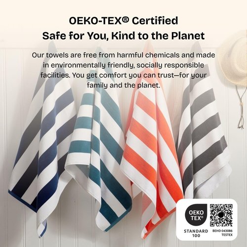 Loon & Lake Sand Resistant Beach Towels Set of 2 | Waffle Weave Reverse to Classic Plush Velour | 2 Pack 30" x 60" | Crafted from 100% Combed Cotton | Wolfeboro Collection - Adriatic Blue