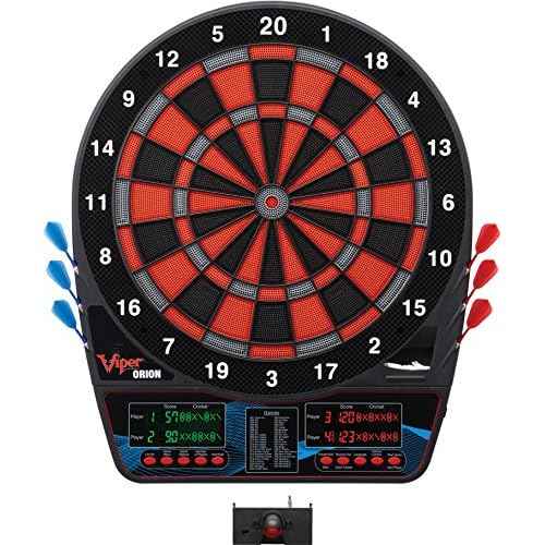 Viper Orion Electronic Soft Tip Dartboard with LaserLite Laser Throw/Toe Line Marker, red and black