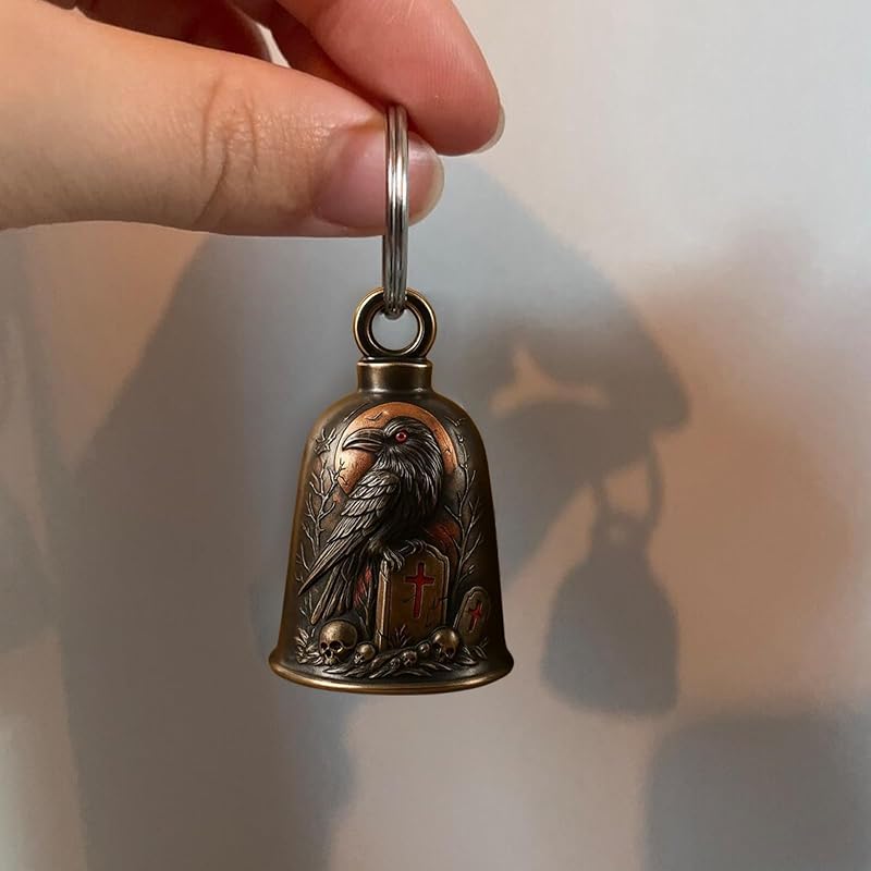 Blood Moon Cemetery Crow Motorcycle Guardian Bell 3D Skull & Crow