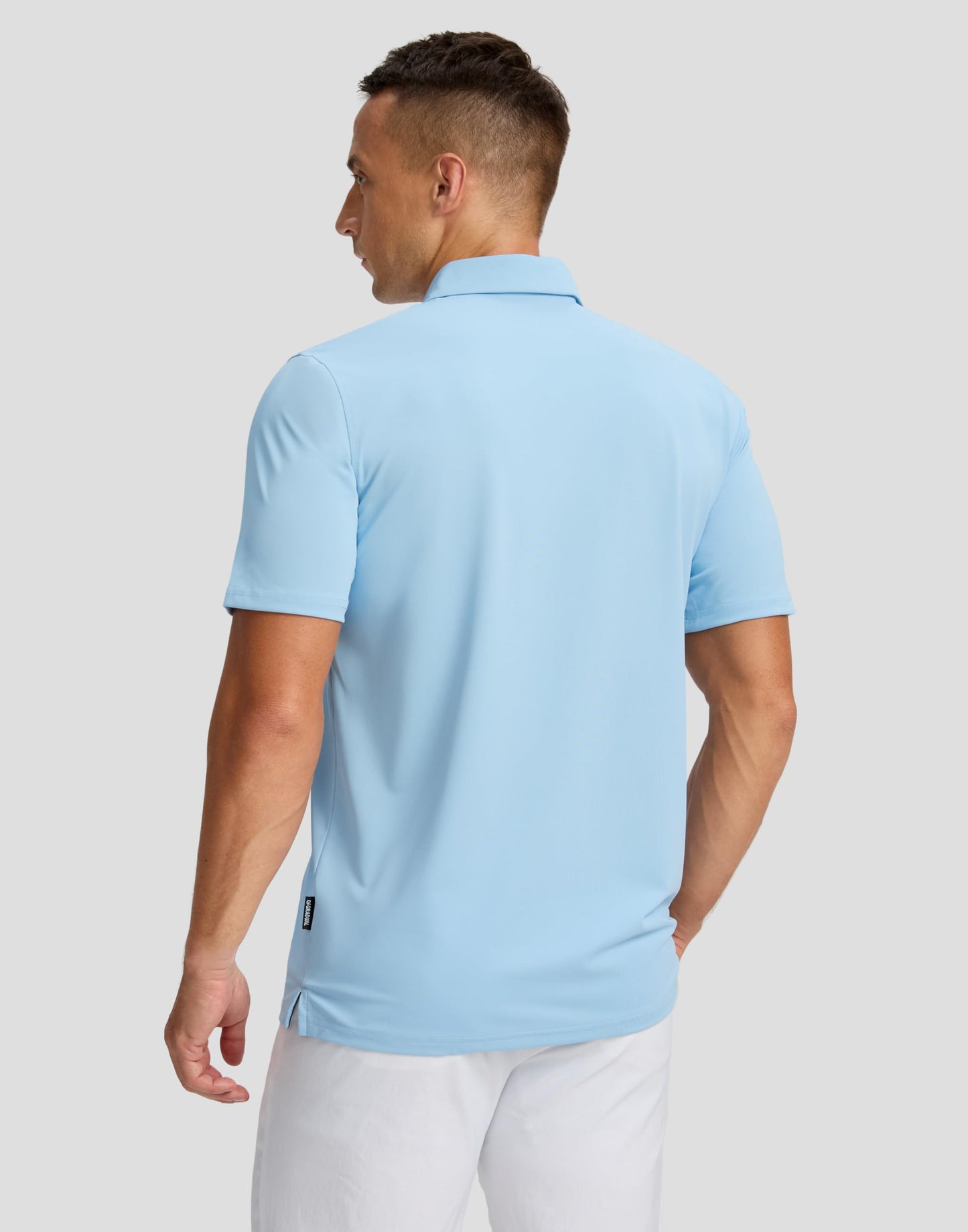 G Gradual Men's Golf Shirts Quick Dry Moisture Wicking Performance Short Sleeve Collared Polo Shirts for Casual Athletic Business (Light Blue Stripes, M)
