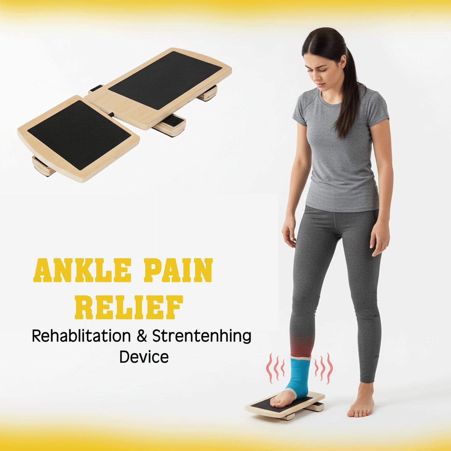 Ankle Balance Board for Sprained Exerciser, Adjustable Single Leg Balance Board for Plantar Fasciitis Relief, Foot Strengthener with Ankle Compression Sleeves, Ankle Strengthener for Home Gym Therapy