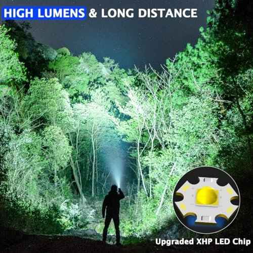 1Pack Flashlight Rechargeable, Rechargeable Flashlights High Lumens L9000, Super Bright Flashlight Powerful, Tactical Flashlights High Lumens, LED Flash Light High Powered for Home Emergencies Camping