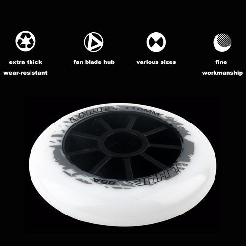 Speed Skate Wheels, 90mm/100mm/110mm Graffiti Print, 85A Hardness Roller Blade Wheel Replacement, Roller Blade Skating Wheels, Indoor/Outdoor, 6-Pack (Black, 110MM)