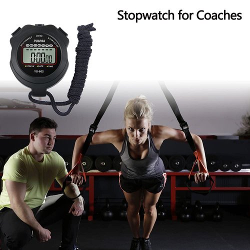 PULIVIA Sports Stopwatch Timer, Single Lap Split Digital Stop Watch for Sports Kids Coaches Swimming Running, Black