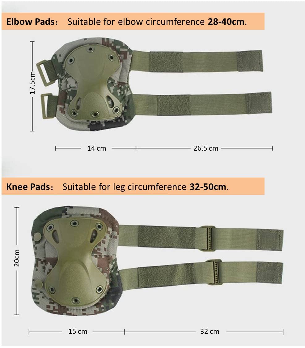 Bargain Crusader Military Tactical Knee Pad Elbow Pad Set Airsoft Knee Elbow Protective Pads Combat Paintball Skate Outdoor Sports Safety Guard Gear (X-Shape Black, M, 4pcs Set)