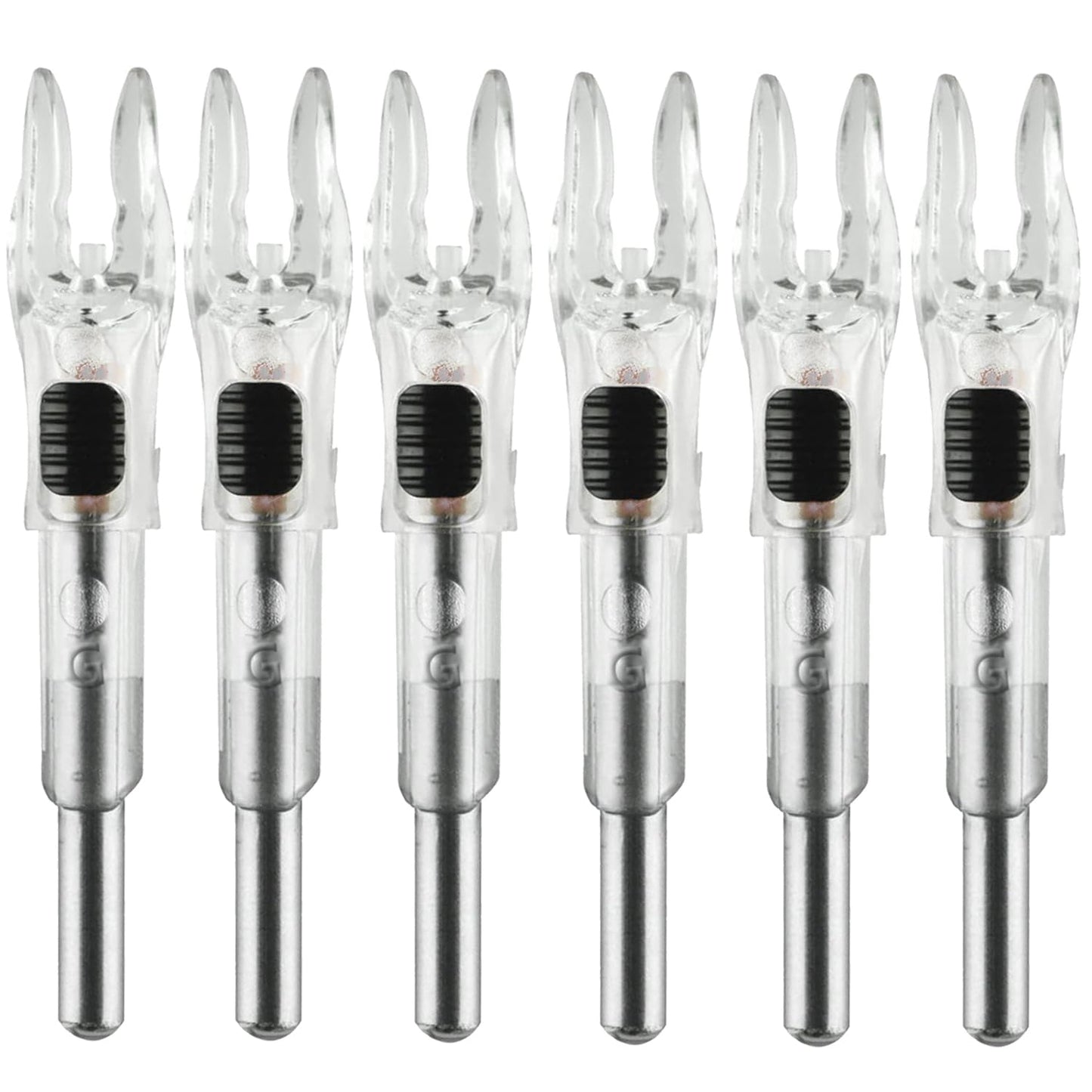 KEAUP G Lighted Nocks 6 PCS with X Bushing for Arrows with .165.204 Inside Diameter with ON/Off Switch LED Nocks Archery Nocks (Flash)
