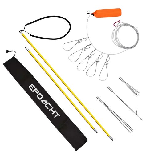 Epoacht 6 ft Pole Spear for Spearfishing – Hawaiian Sling Harpoon Kit with Fiberglass Shaft, Single Tip, 3-Prong, 5-Prong Heads & Fish Stringer – Complete Travel-Friendly Harspoon Set