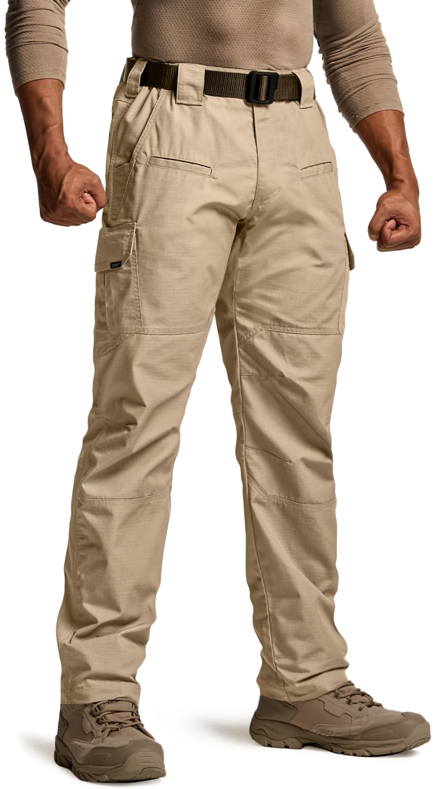 CQR Men's Tactical Pants, Water Resistant Ripstop Cargo Pants, Lightweight EDC Work Hiking Pants, Outdoor Apparel, Raider Khaki, 38W x 30L