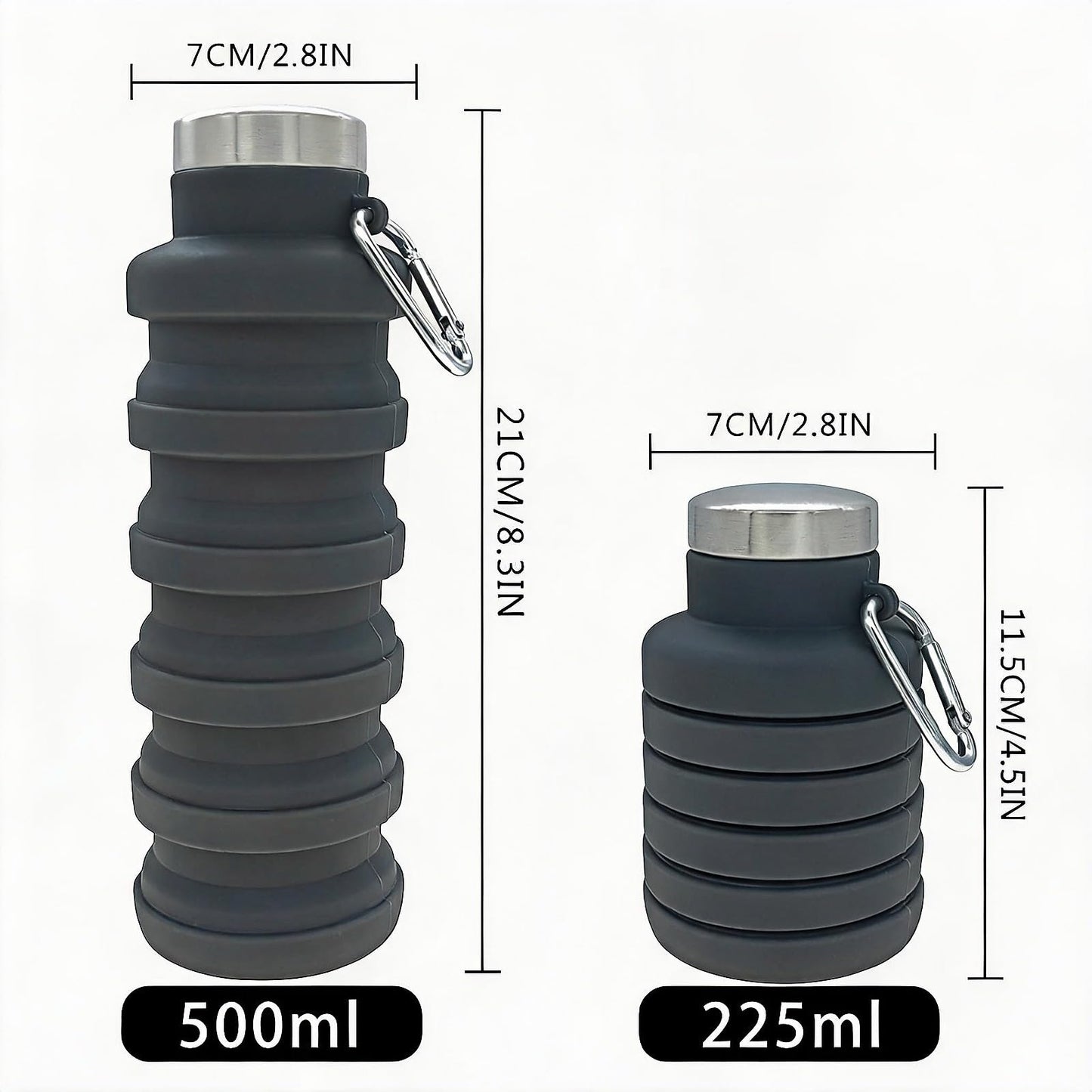 YCT Collapsible Water Bottle 17oz（500ml），Travel Portable Sport Water Bottle，Reusable Silicone Foldable Water Bottles for Gym Camping Hiking (Purple+Blue)