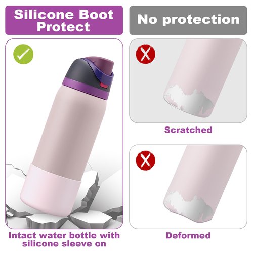 Alwenid 2PCS Silicone Water Bottle Boot for Owala 32 Oz, Anti-Slip Protective Sleeve Bottom Bumper Protector for FreeSip, Twist, and Flip Stainless Steel Water Bottles (Pink)
