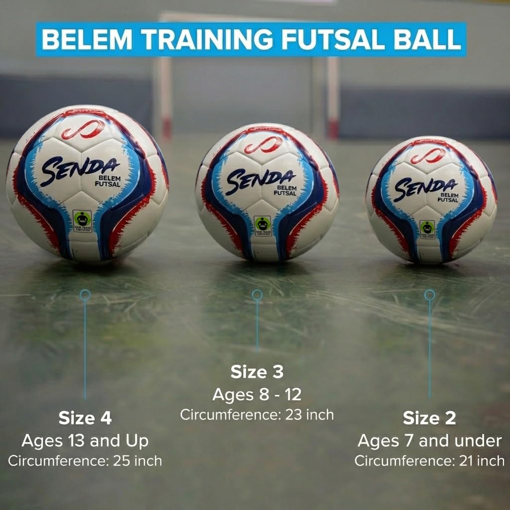 Senda Belem Training Futsal Ball, Fair Trade Certified, White, Size 3 (Ages 8-12)