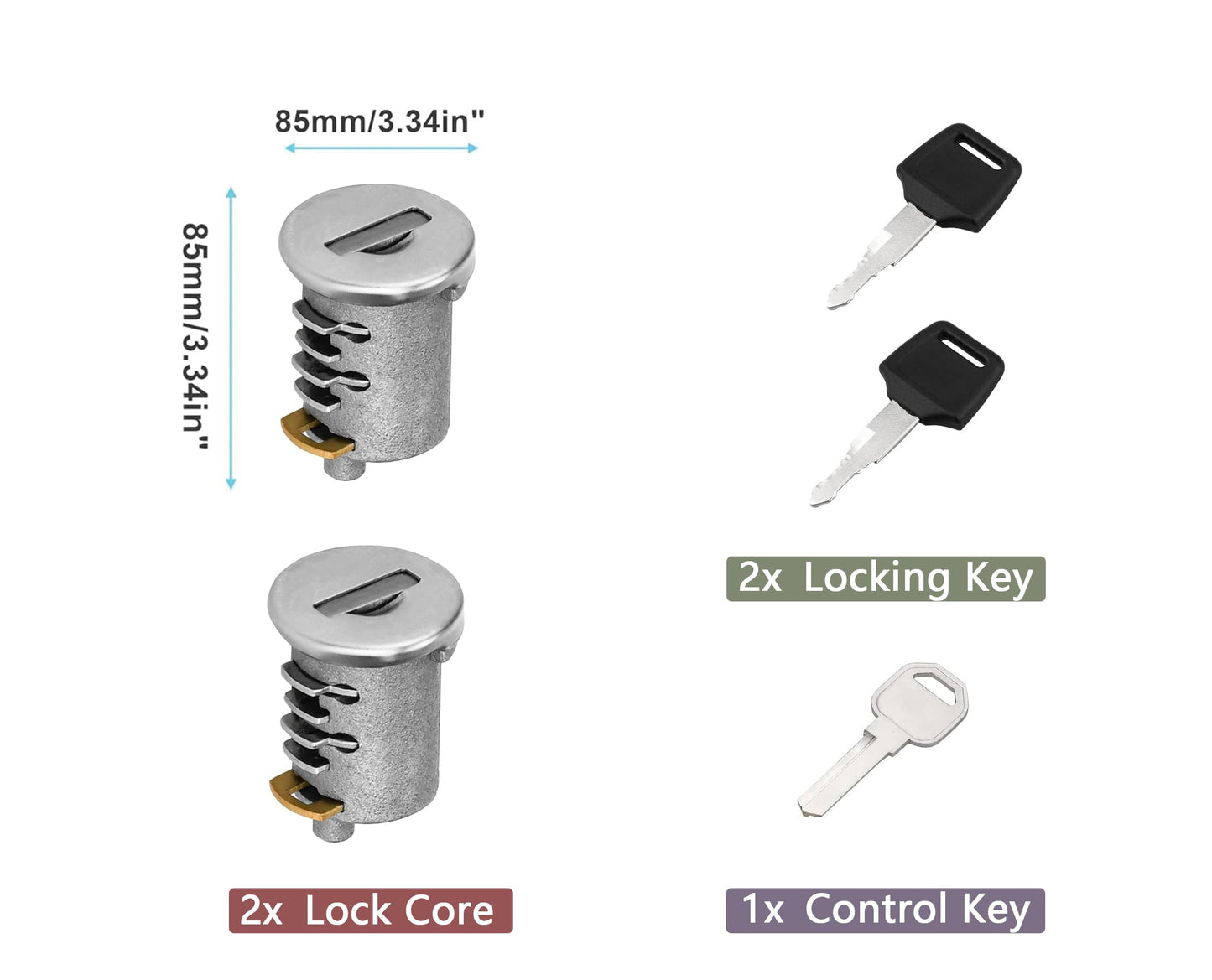 2 Pack Lock Cores for Yakima SKS Car Roof Rack System Components, Lock Cylinders Compatible with Yakima Roof Rack Locks, Universal for All Yakima Lockable Accessories