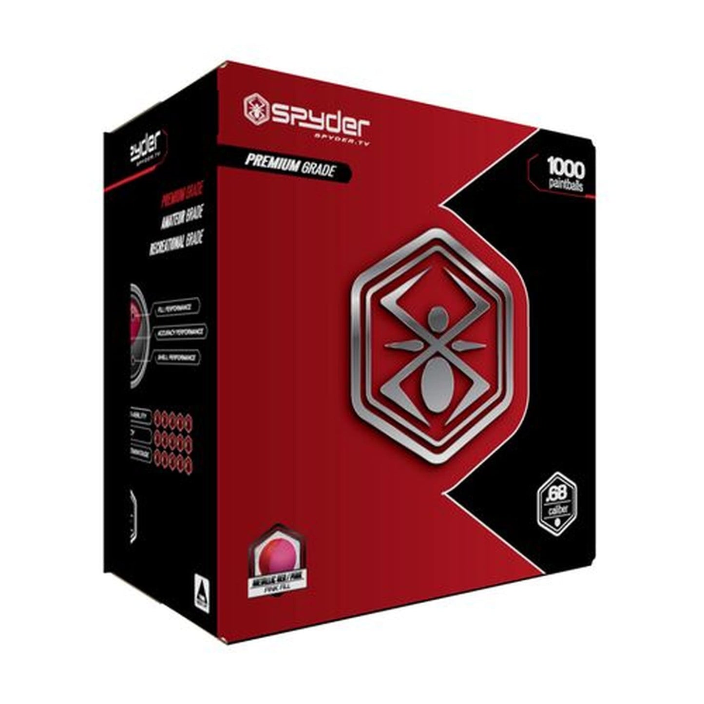 Spyder 68 Caliber Paintballs, 1000ct - Premium Quality - Ideal for Paintball Guns and Sports - Ruby Pink Shell with Pink Fill