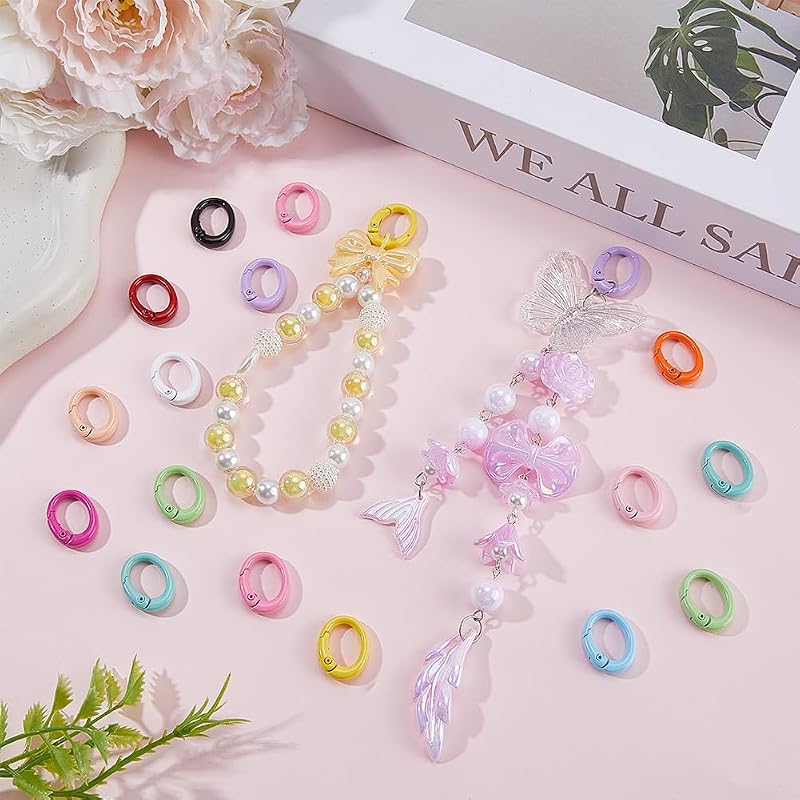 Oval Spring Gate Ring Clips 26Pcs - 13 Colors Colorful Keychain Clips for Bags, Key Rings, DIY Crafts (Variation: Oval)