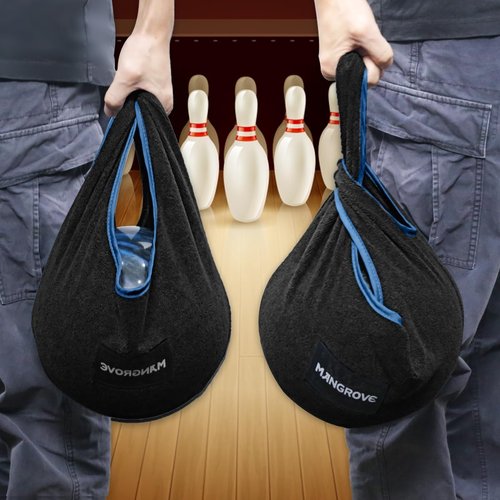 Mangrove Bowling Ball Polisher, Microfiber Bowling Towel See-Saw for Bowlers, Large Washable Bowling Shammy Seesaw, Ball Cleaner Holder Bag (Black)