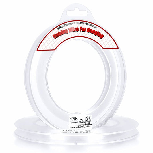 Fishing Line Clear, Acejoz 656FT Clear Fishing Wire for Hanging, 200 Meters 0.3mm Nylon String Supports 17 Pounds, Invisible Fishing Line for Balloon Garland Hanging Decorations Beading and Crafts…